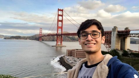 Ali Ahmed 22 at the Golden Gate Bridge on a family vacation to tour the West Coast in December 2021. 