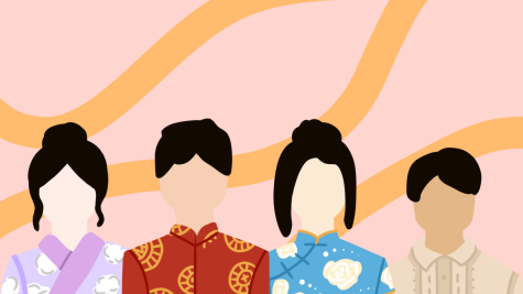 From left to right, people wear the traditional kimono from Japan, áo dài from Vietnam, cheongsam/qipao from China, and the barong tagalog from the Philippines. 