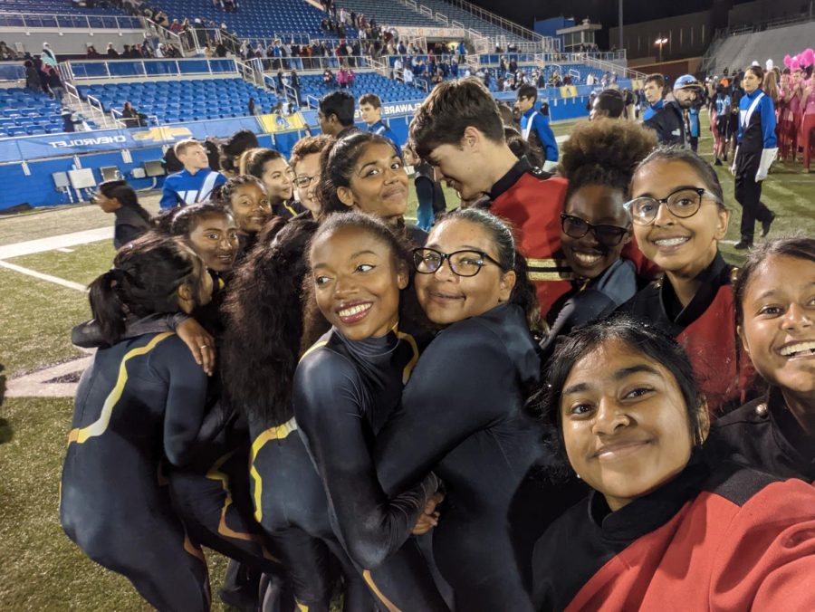 The Edison High School Marching Band celebrates placing 7th at their first time at finals