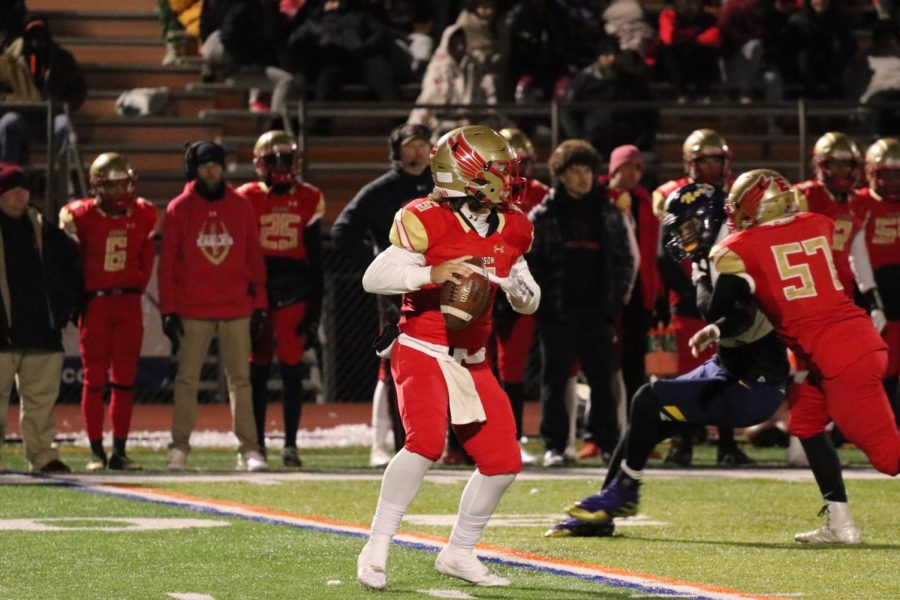 Matt Yascko 23 prepares to throw the ball at the state semifinals against Toms River North on November 19.
