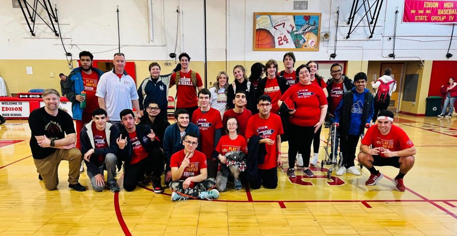 The UNIFIED family (students and teacher) after their great game against Monroe.