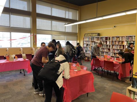 Students from multiple English classes of all grades and level participated in the Blind Date with a Book Event, held in the Media Center.