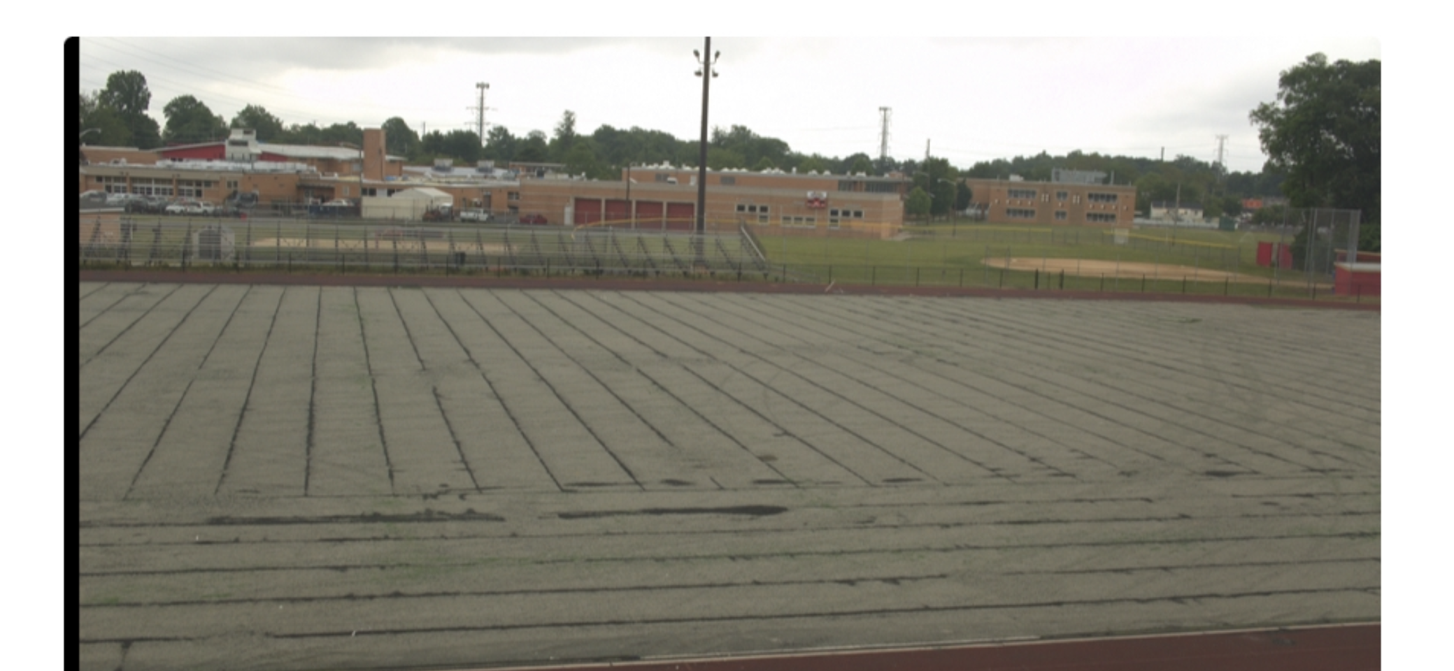 The athletic field at Drwal Stadium in the middle of turf refurbishment. The project is expected to be completed at the start of the new school year.