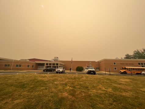 Edison High School surrounded by thick smoke due to Canadian wildfires.