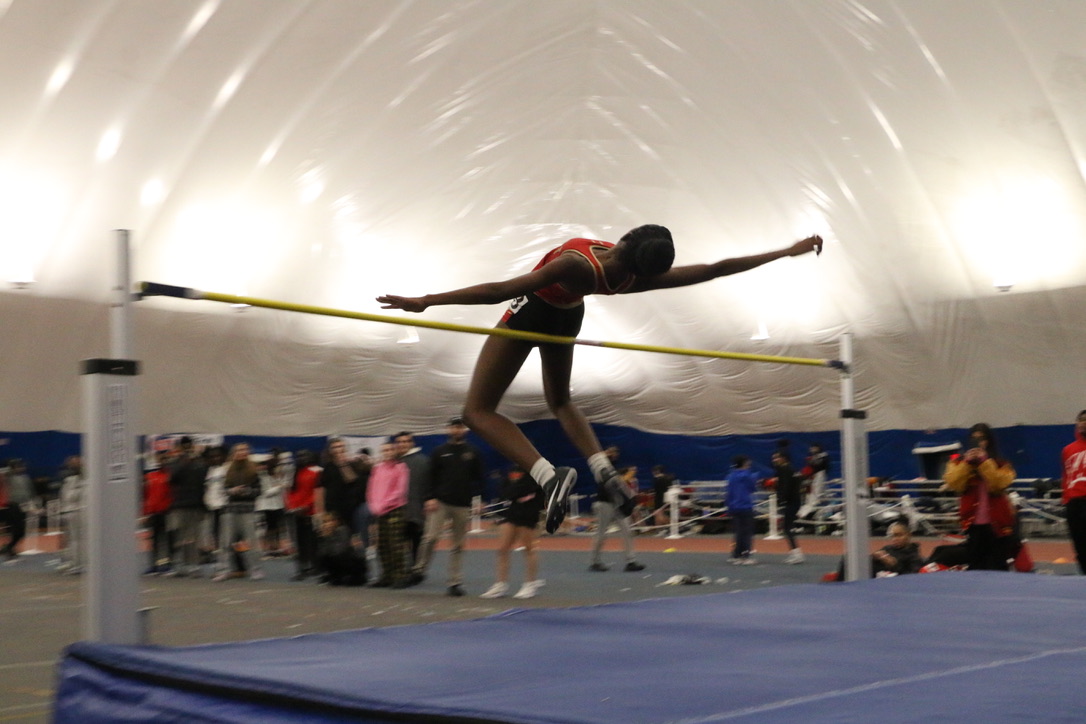 Ama Boateng 25 performing her high jump at the GMC Champsionships.