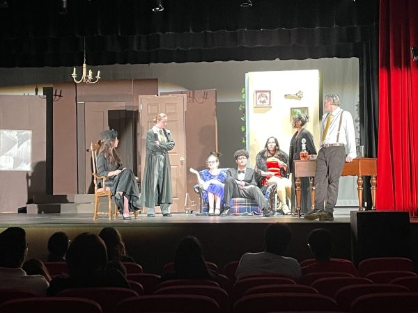 EHS Theater Cast acting in the Fall 2023 production of Clue.