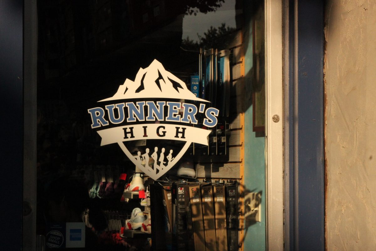 The storefront of Runner's High, a local shop dedicated to all things running, on Main Street in Downtown Metuchen.