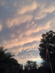 A picture of a Mammatus cloud Mrs. Ravula took over in North Brunswick.