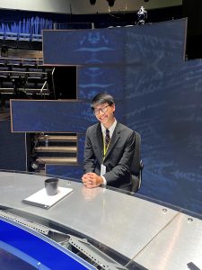 Christian Lee '23, an aspiring reporter at Temple University, is ready to present the presidential debate for ABC News.