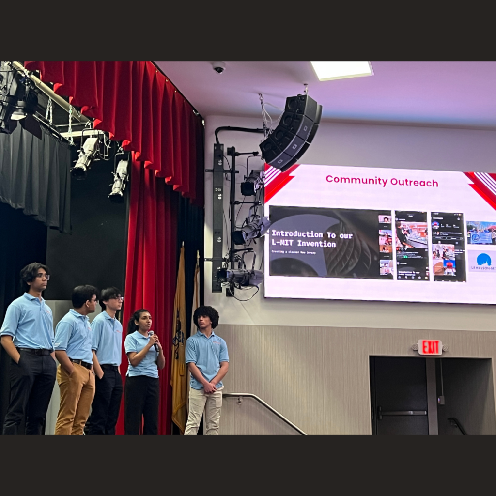 Divya Krishna '25 (second from right) describes the InvenTeam's involvement in community outreach, a fundamental part of the LMIT program.