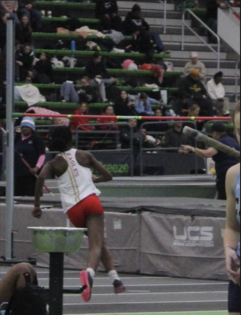 Ama Boateng '25 showcasing her skills in the high jump event.