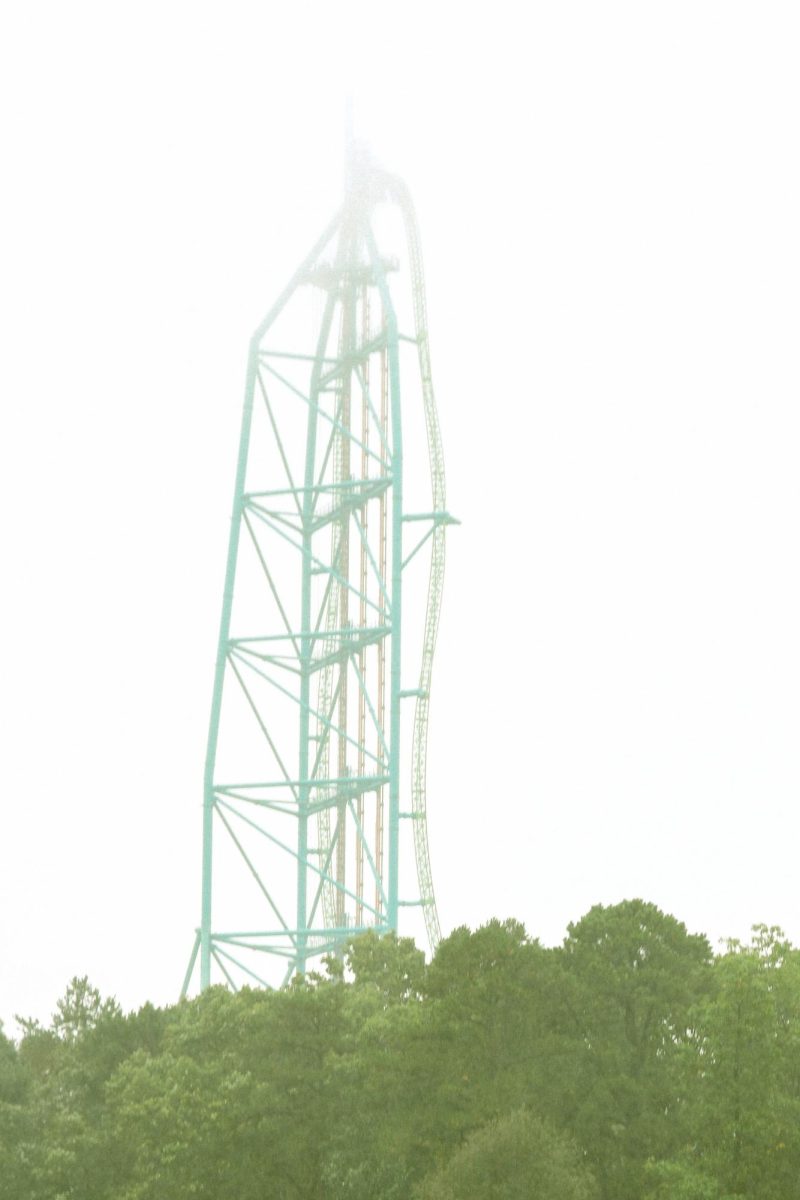 Kingda Ka, formerly the world's tallest and fastest rollercoaster, on a foggy morning at Six Flags Great Adventure in Jackson, New Jersey.