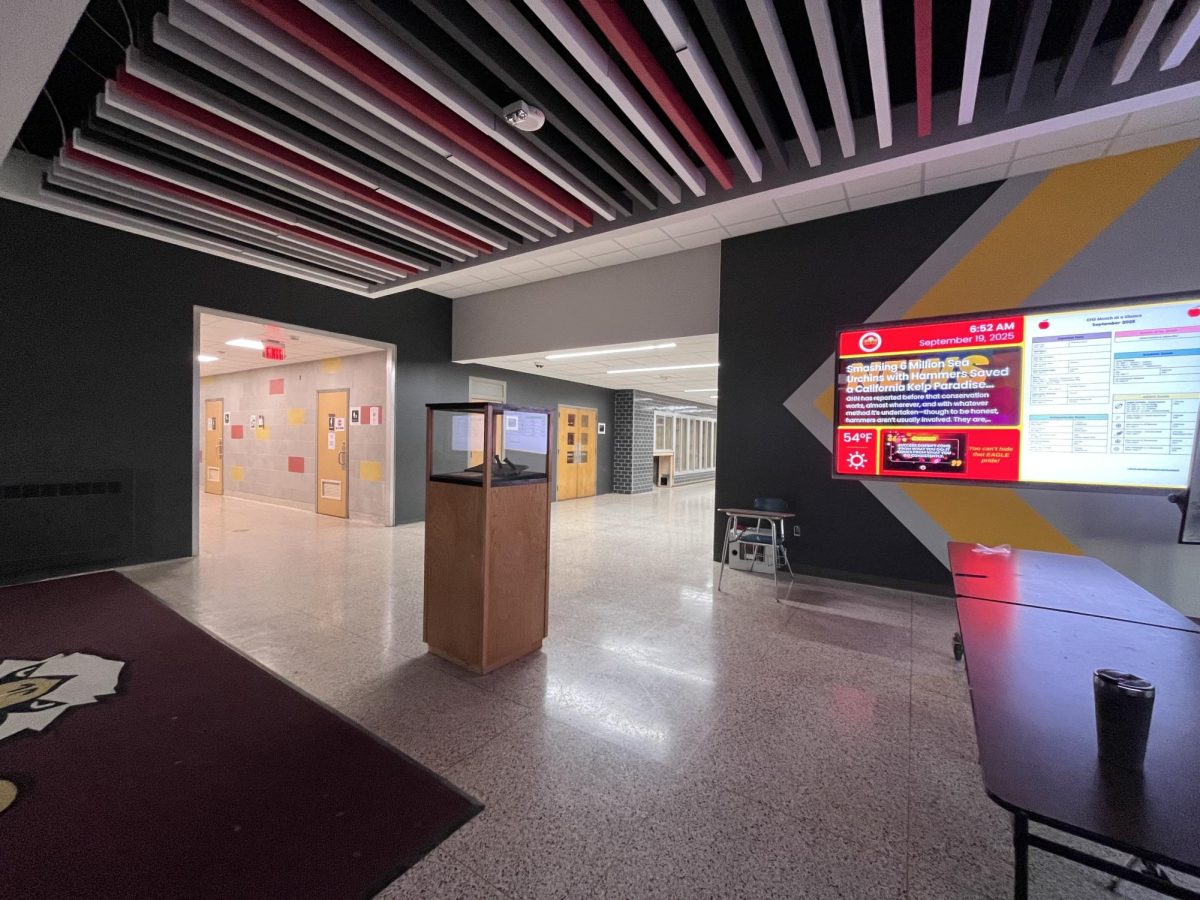 With a refreshed ceiling and large flatscreen TV, the new front lobby surprised numerous students on their first day back to school.