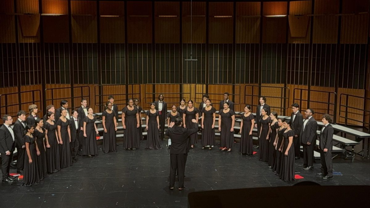Singers from Chamber Choir deliver a powerful rendition of "Bring Us, O Lord" at Montclair.