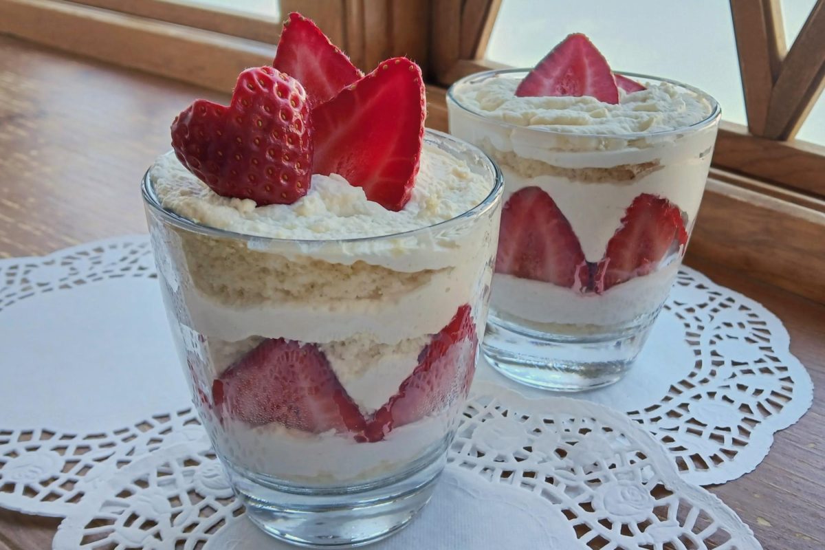 These strawberry shortcake cups are filled with light, airy whipped cream, tart strawberries, and a sweet vanilla cake great for this Valentine's Day weekend.
