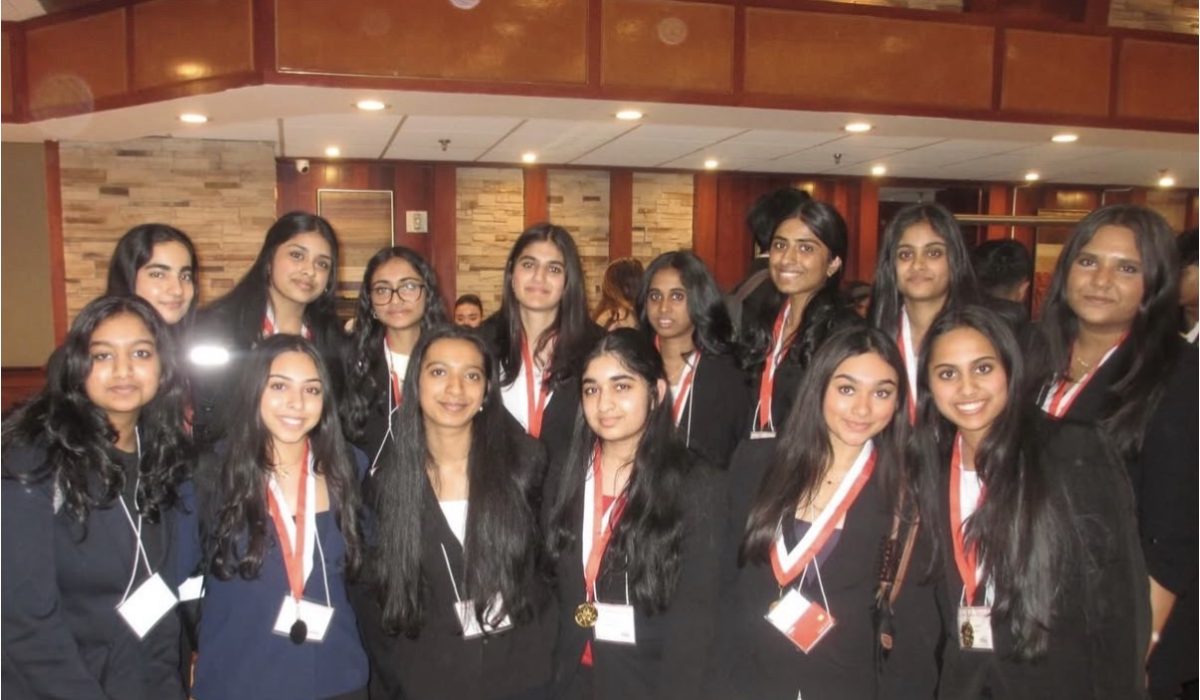 Members of EHS FCCLA after the Grand Awards Ceremony, displaying their awards and qualifications to the National Leadership Conference. 
